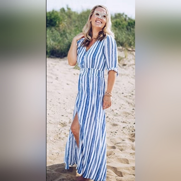 Flowy Boho Button Front Maxi Dress (NWT)Sz (Med) - Picture 5 of 8